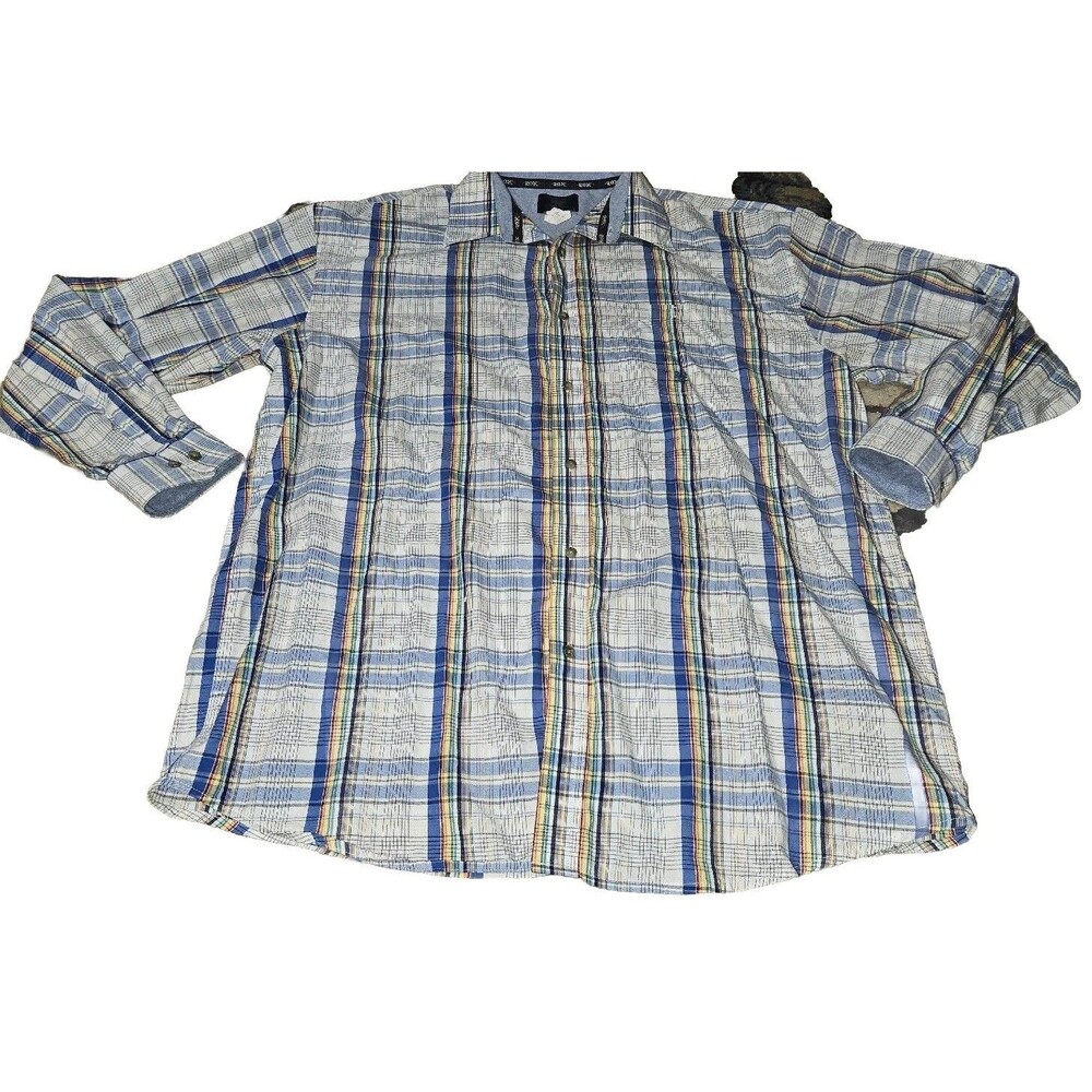 Wrangler 20X Western Shirt Men's XLT Tall Button Up Long Sleeve Aqua Blue Check